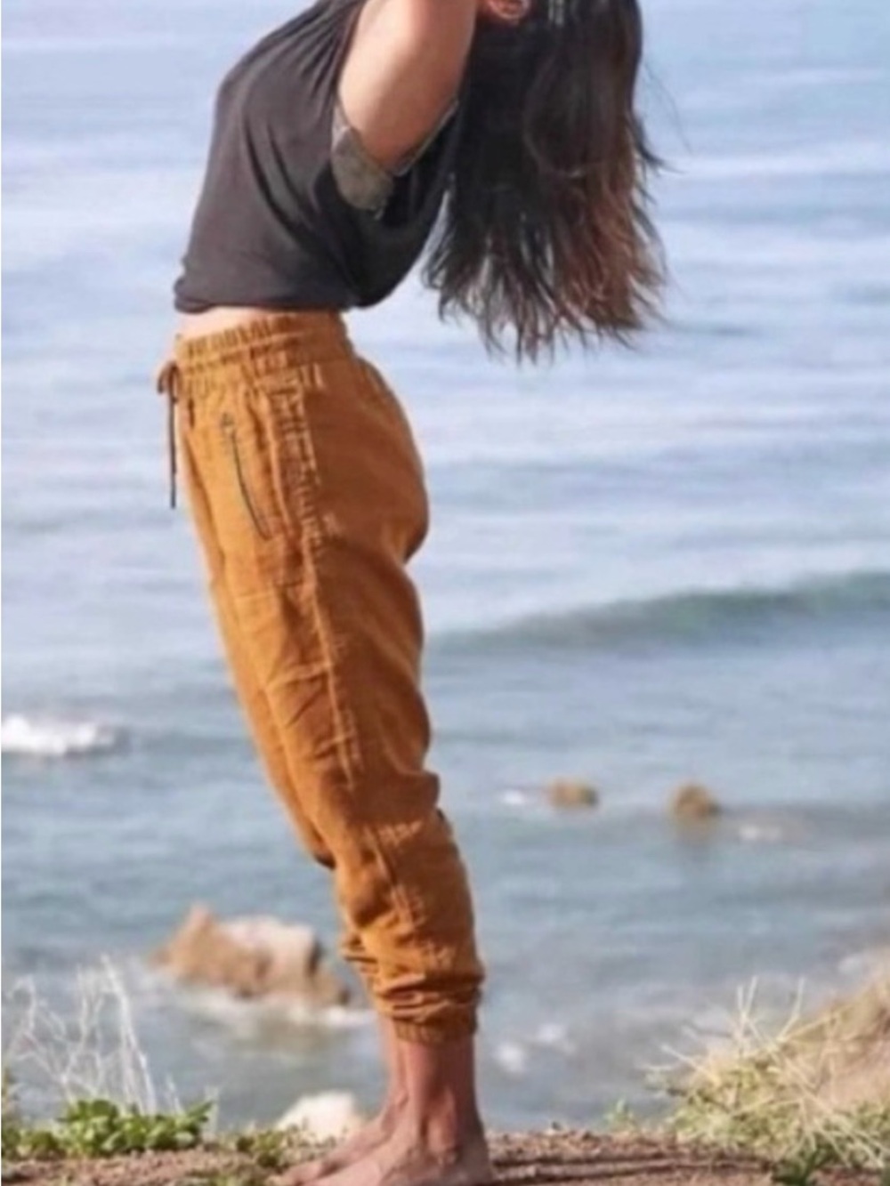 Athleta Cabo Caramel Drawstring Jogger Pants